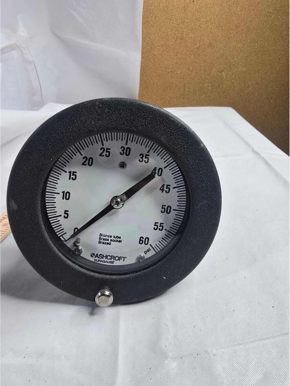 Ashcroft 1279 Duragauge 4.5" Pressure Gauge 0-60 PSI Bronze Brass Lower NOS